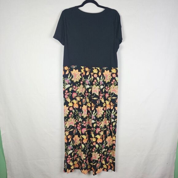 J Jill Dress Womens Medium Black Floral Maxi Capsule Cottage Coastal Casual - Picture 3 of 7